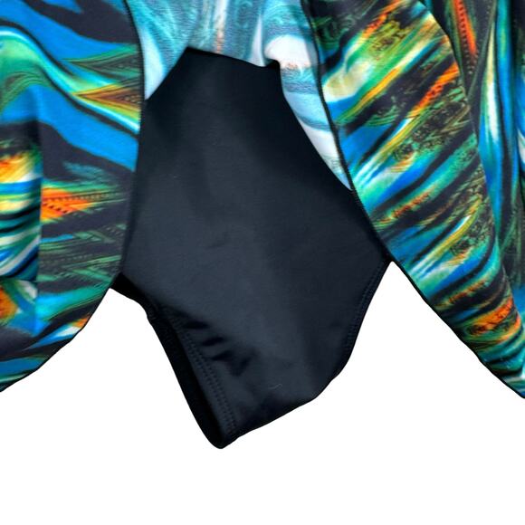 Septangle Colorful Boho Tropical Padded Bra V-Neck Swim Dress Plus Size 24W - Picture 6 of 9